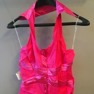 Hot pink over the shoulder sleeveless shirt